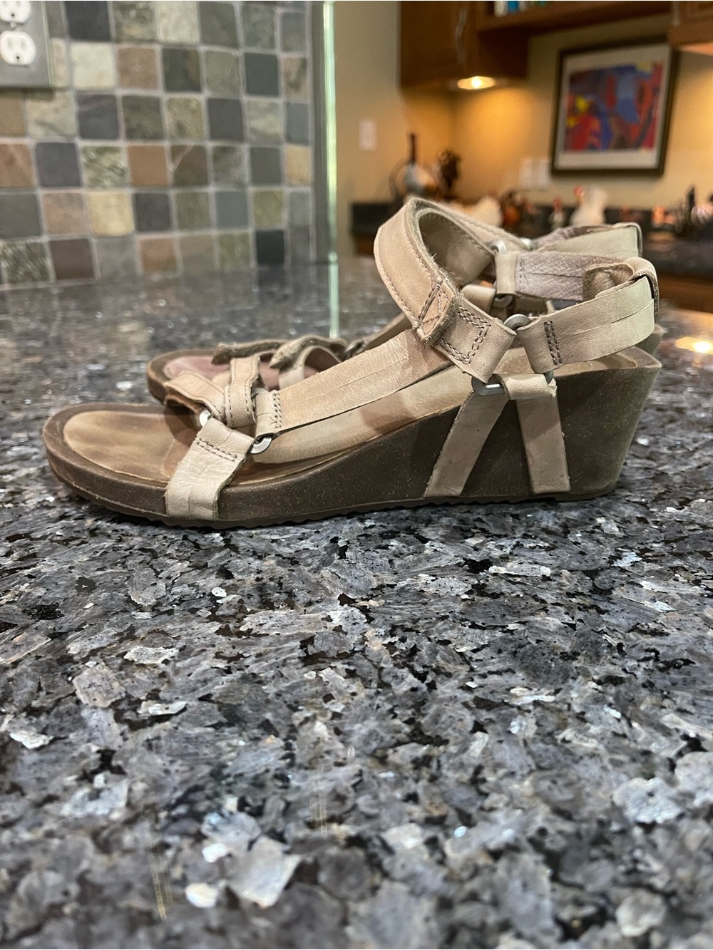 Teva Beige Wedge Sandals with Ankle Strap 8